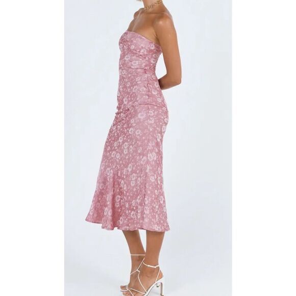 Princess Polly Salvin Floral Strapless Maxi Dress Pink Floral Nwot Size 10 - Picture 6 of 7